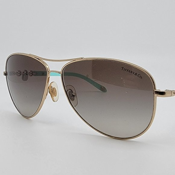 *SOLD* Tiffany & Co TF3034 6021/3M Gold Blue Frame Grey Lens Aviator Sunglasses - Picture 3 of 14